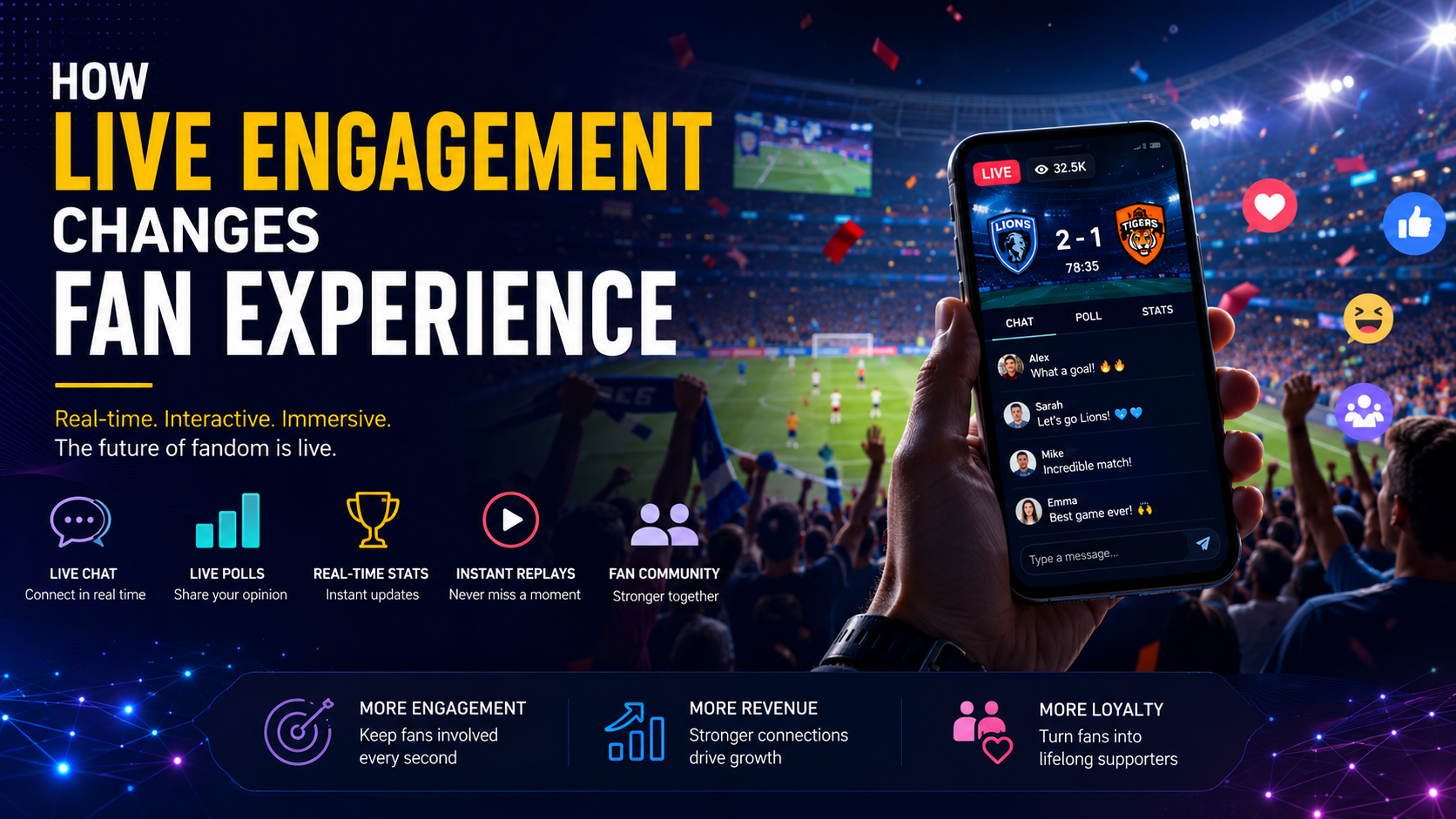 Live engagement transforming fan experience through real-time interaction and digital technology in sports and entertainment events