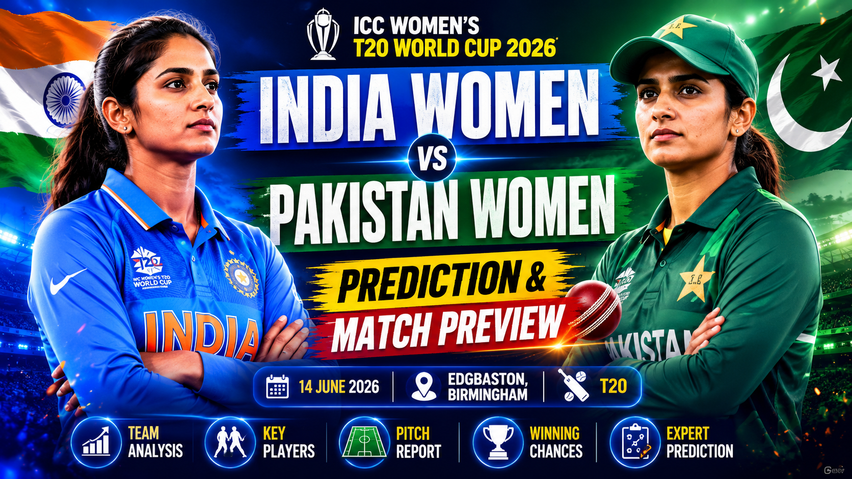 India Women vs Pakistan Women prediction with team analysis, key players, pitch report, and winning chances for the upcoming match.