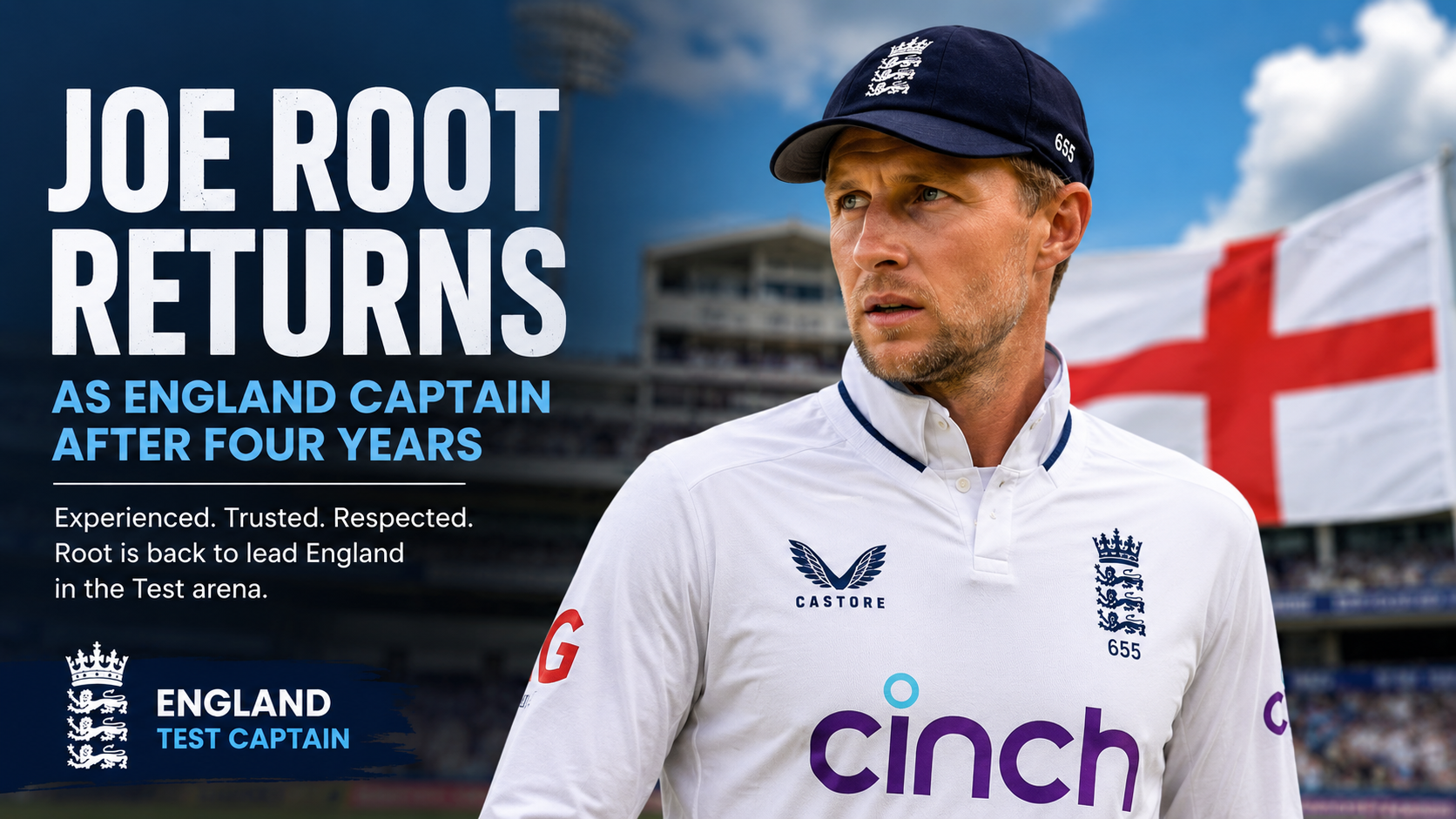 Joe Root returns as England Test captain after four years ahead of the New Zealand Test match in 2026.