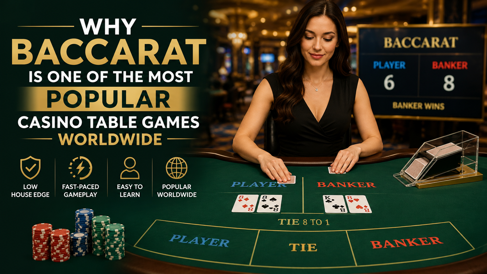 Player enjoying a baccarat table game with dealer in a modern online casino setting