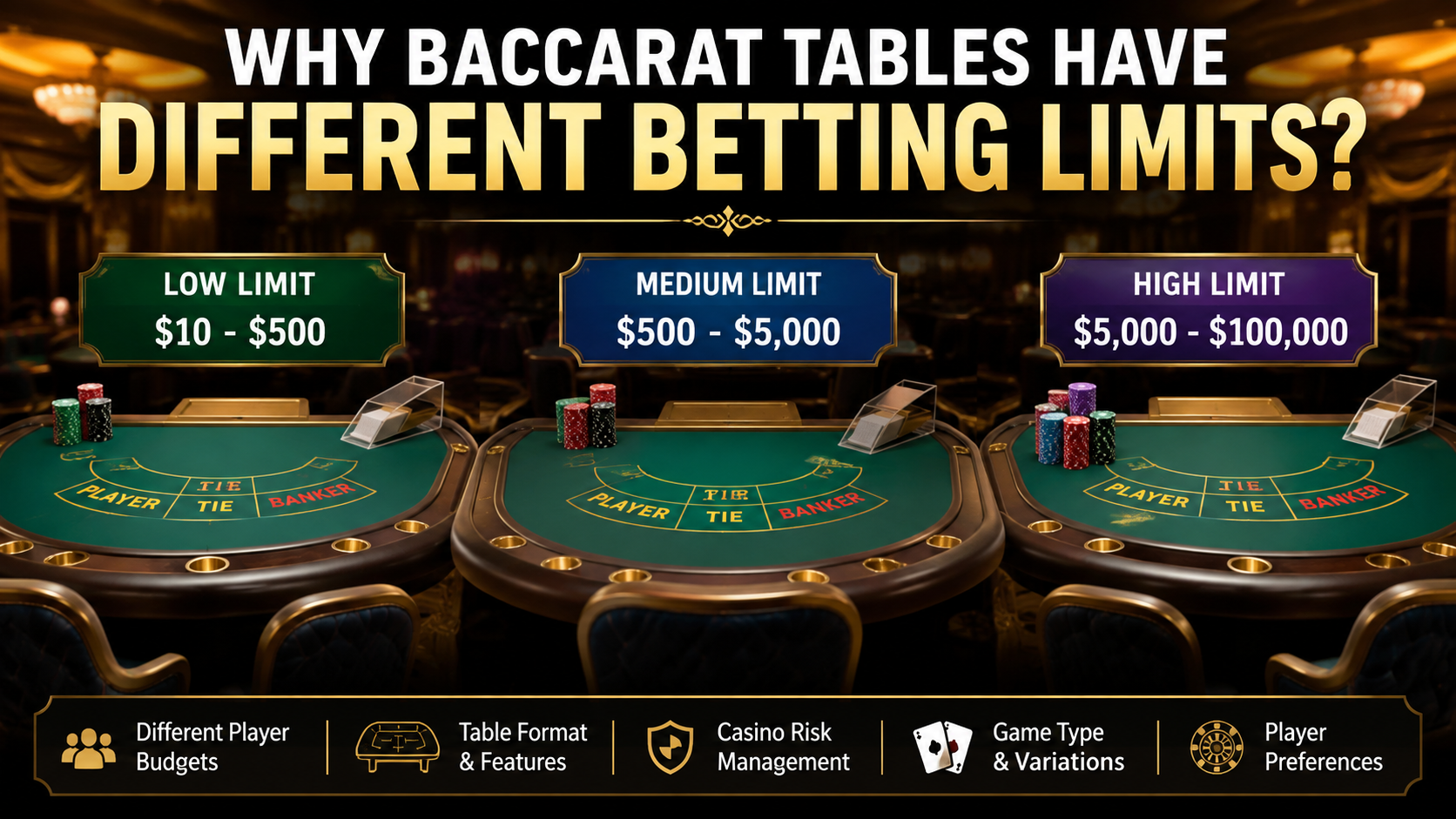 Baccarat tables with different betting limits